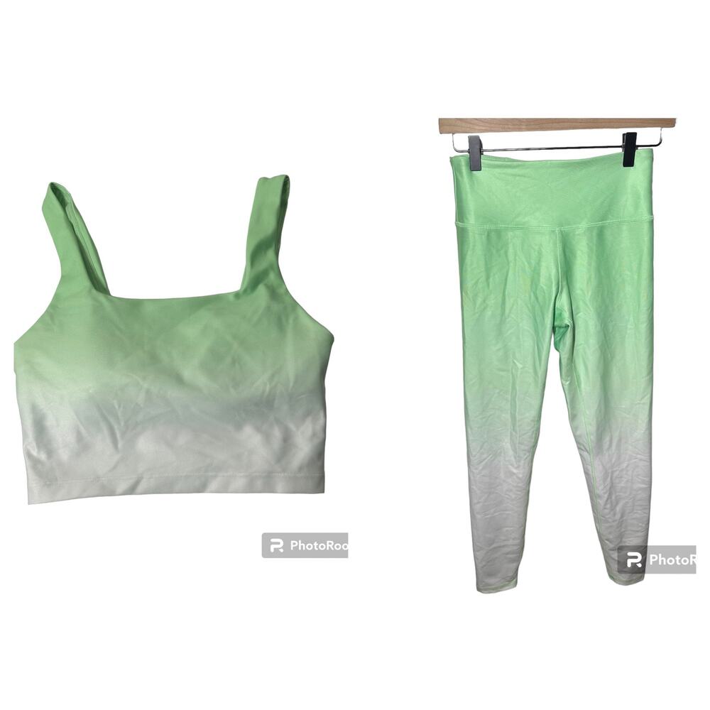 Ellie Green White Gradient Leggings and Sports Bra -2 Piece Set Size Small